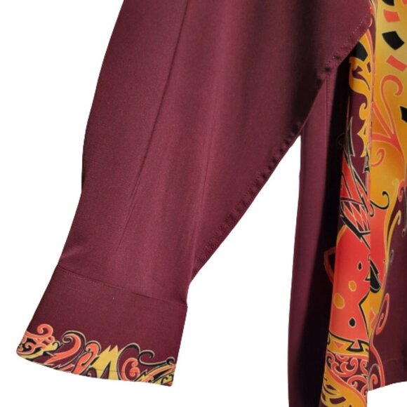 Batik Long Sleeve Red Orange Shirt - NEW - Picture 3 of 12